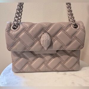 KURT GEIGER MINI Kensington Drench quilted leather crossbody blush taupe